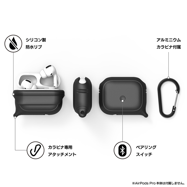 【AirPods Pro(第1世代) ケース】プレミアム防水ケース (ブラック)サブ画像