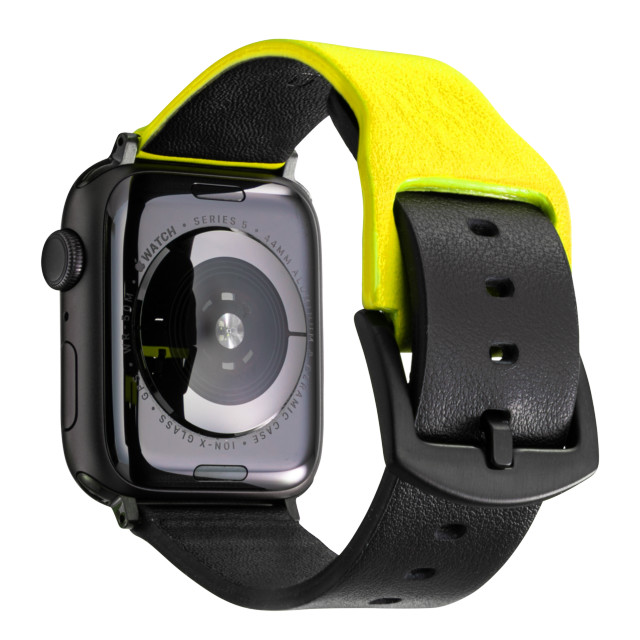 【Apple Watch バンド 41/40/38mm】“NEON” Italian Genuine Leather Watchband (Neon Yellow/Black) for Apple Watch SE(第2/1世代)/Series9/8/7/6/5/4/3/2/1goods_nameサブ画像