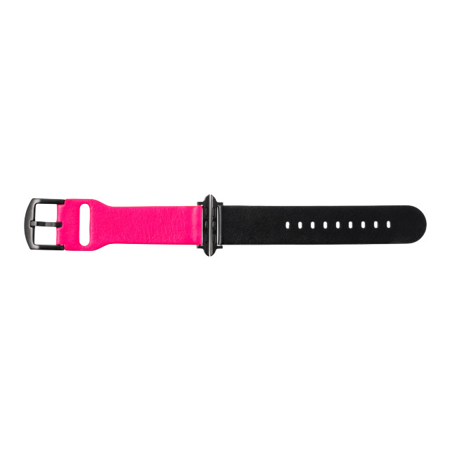【Apple Watch バンド 41/40/38mm】“NEON” Italian Genuine Leather Watchband (Neon Pink/Black) for Apple Watch SE(第2/1世代)/Series9/8/7/6/5/4/3/2/1サブ画像