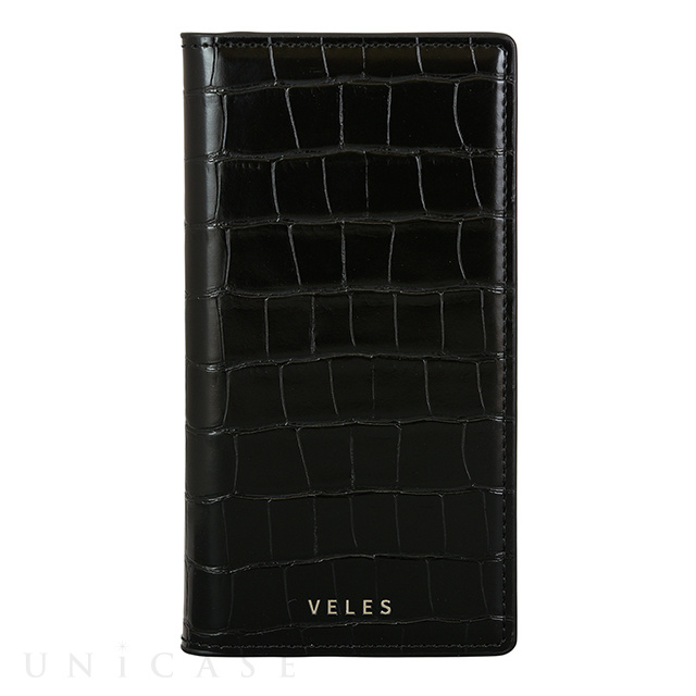 【iPhone12 mini ケース】VELES フリップカバー (クロコダイル) ブラック