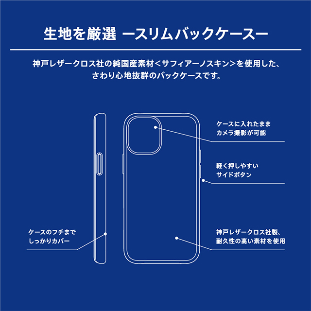 【iPhone12 mini ケース】[NUNO] バックケース (サフィアーノブラック)サブ画像