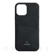 【iPhone12/12 Pro ケース】[NUNO]カードポケット付き本革バックケース (ブラック)