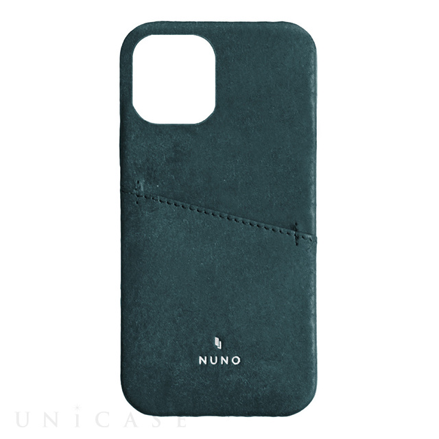 【iPhone12 Pro Max ケース】[NUNO]カードポケット付き本革バックケース (ネイビー)