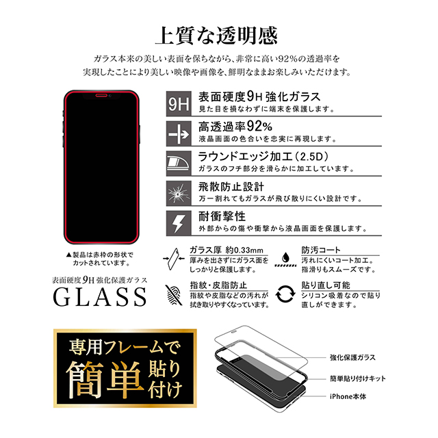 【iPhone12/12 Pro フィルム】簡単貼り付けキット付き強化保護ガラスサブ画像