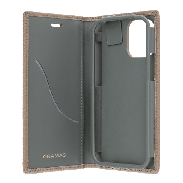【iPhone12 mini ケース】Shrunken-Calf Leather Book Case (Taupe)サブ画像
