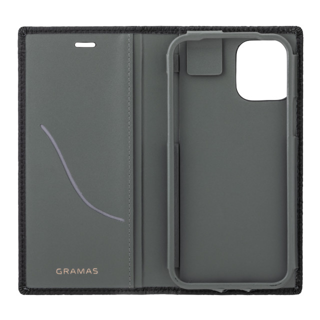 【iPhone12/12 Pro ケース】Shrunken-Calf Leather Book Case (Black)サブ画像