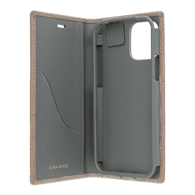 【iPhone12/12 Pro ケース】Shrunken-Calf Leather Book Case (Taupe)サブ画像
