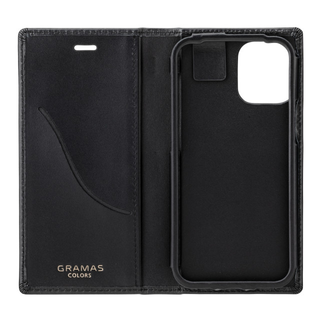 【iPhone12 mini ケース】Italian Genuine Leather Book Case (Black)サブ画像