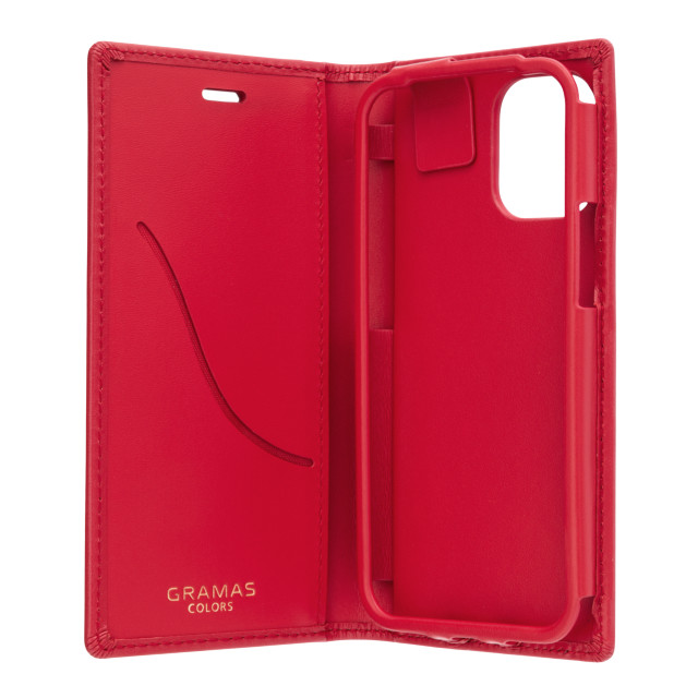 【iPhone12 mini ケース】Italian Genuine Leather Book Case (Red)サブ画像