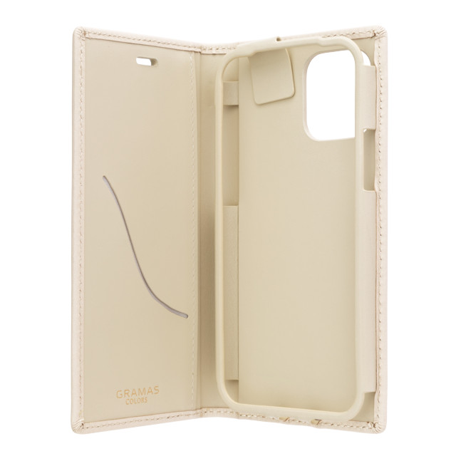 【iPhone12/12 Pro ケース】Italian Genuine Leather Book Case (Ivory)サブ画像
