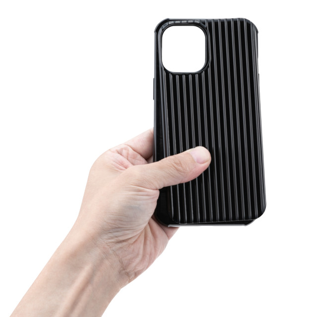 【iPhone12 Pro Max ケース】”Rib-Slide” Hybrid Shell Case (Black)サブ画像