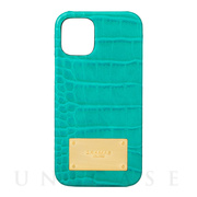 【iPhone12 mini ケース】Croco Embossed PU Leather Shell Case (Turquoise)