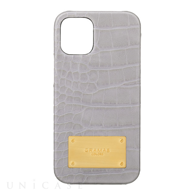 【iPhone12 mini ケース】Croco Embossed PU Leather Shell Case (Ash Purple)