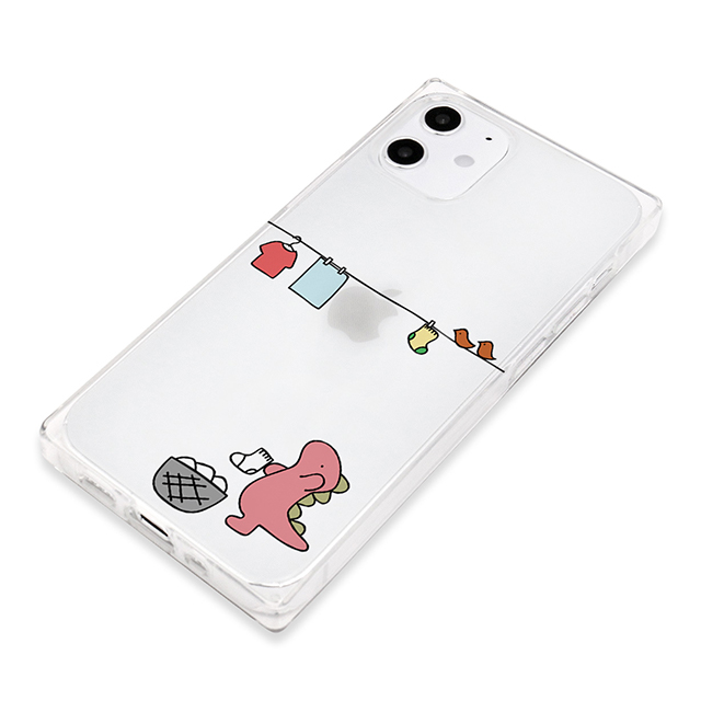 【iPhone12 mini ケース】ソフトスクウェアケース (おしごとザウルス-お洗濯 ピンク)goods_nameサブ画像