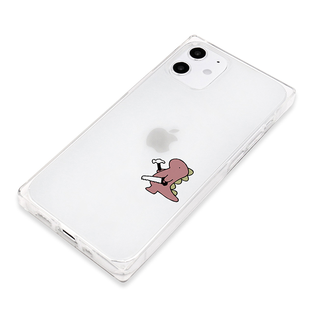 【iPhone12 mini ケース】ソフトスクウェアケース (おしごとザウルス-日曜大工 ピンク)goods_nameサブ画像