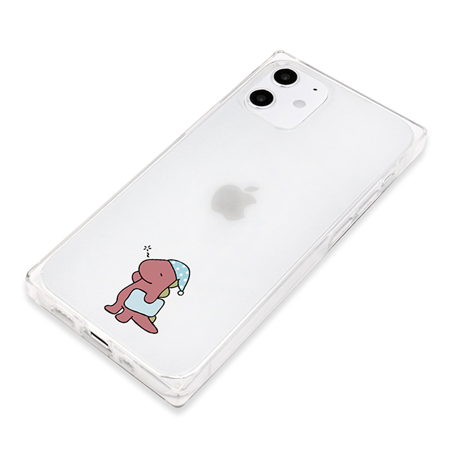 【iPhone12 mini ケース】ソフトスクウェアケース (眠い ダイナソー ピンク)サブ画像