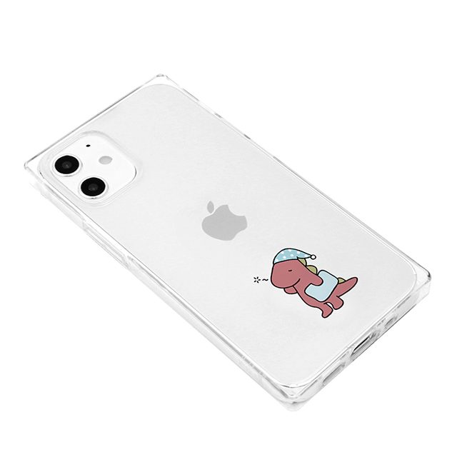【iPhone12 mini ケース】ソフトスクウェアケース (眠い ダイナソー ピンク)サブ画像