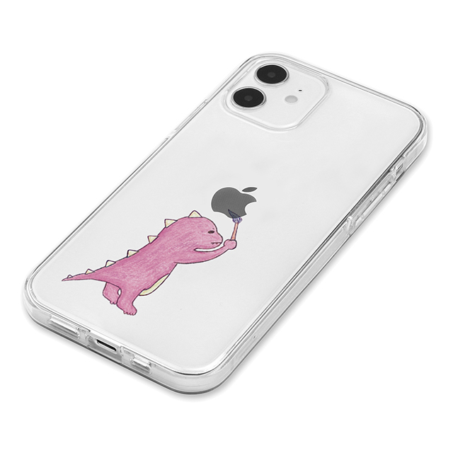 【iPhone12 mini ケース】ソフトクリアケース (お絵かきザウルス ピンク)サブ画像