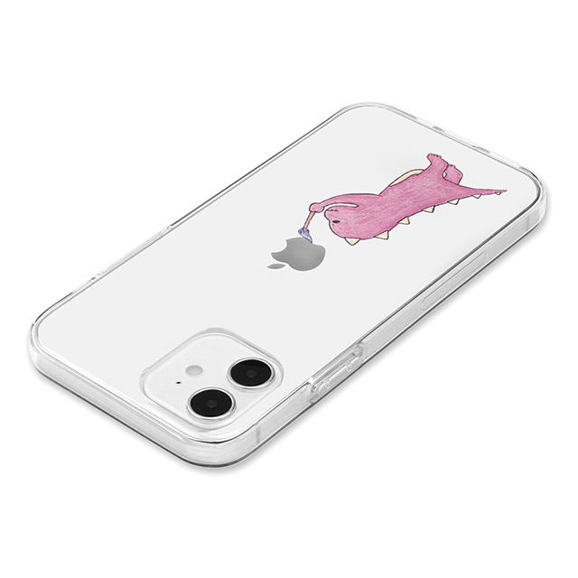 【iPhone12/12 Pro ケース】ソフトクリアケース (お絵かきザウルス ピンク)サブ画像