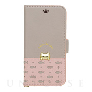 【iPhone12/12 Pro ケース】手帳型ケース sakana to neko (Aタイプ Pink Gray)