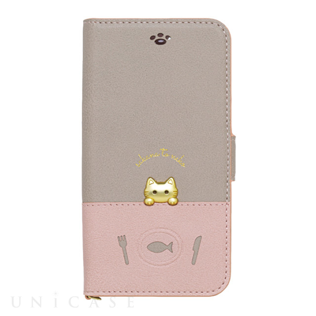 【iPhone12/12 Pro ケース】手帳型ケース sakana to neko (Bタイプ Pink Gray)