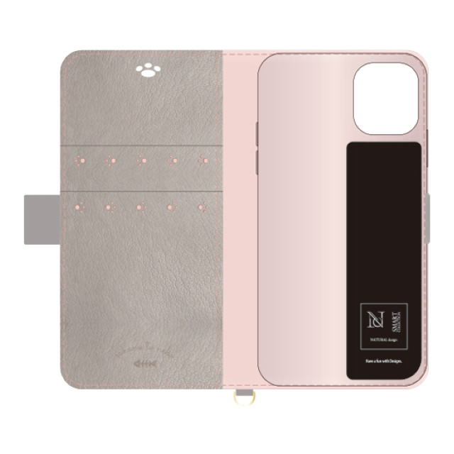 【iPhone12 mini ケース】手帳型ケース sakana to neko (Aタイプ Pink Gray)サブ画像