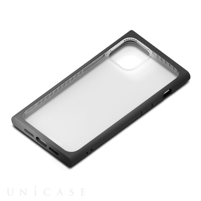 【iPhone12 Pro Max ケース】ガラスタフケース スクエアタイプ (ブラック)
