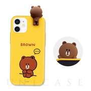 【iPhone12 mini ケース】Figure BASIC COLOR SOFT (drawing BROWN イエロー)