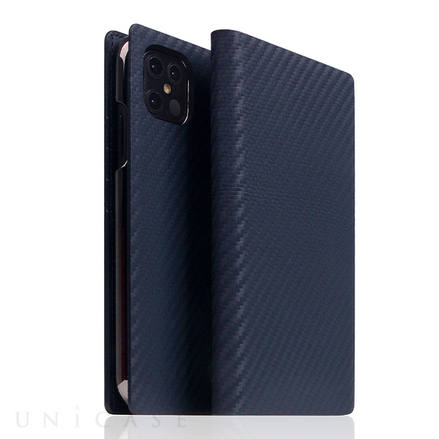 【iPhone12 Pro Max ケース】Carbon Leather Case (Navy)