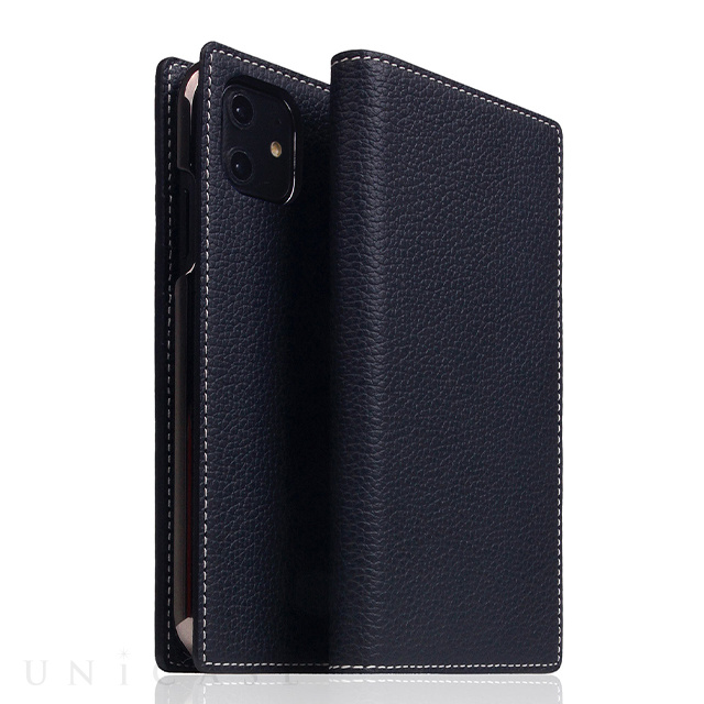 【iPhone12 mini ケース】Full Grain Leather Case (Black Blue)