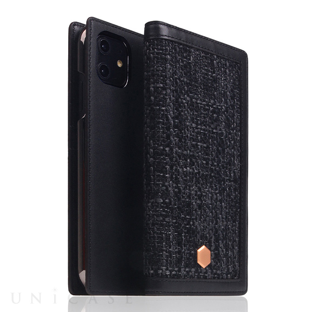 【iPhone12 mini ケース】Edition Calf Skin Leather Diary (ブラック)