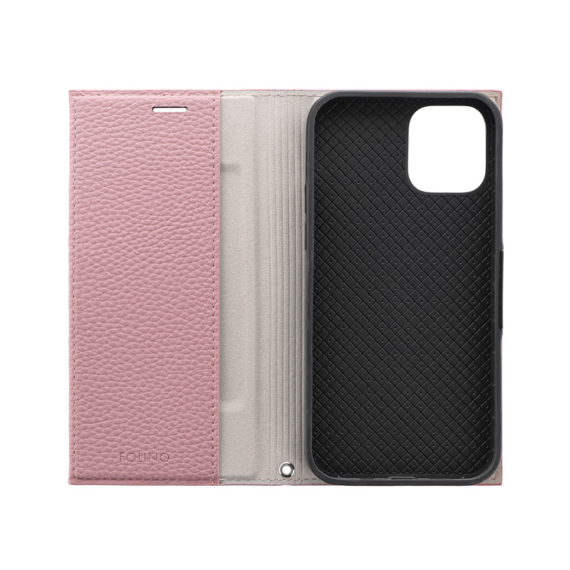 【iPhone12/12 Pro ケース】薄型PUレザーフラップケース「FOLINO」 (ライトピンク)サブ画像
