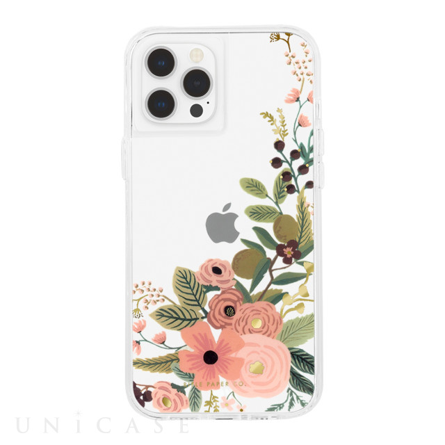 【iPhone12/12 Pro ケース】RIFLE PAPER CO. 抗菌・耐衝撃ケース (Clear Garden Party Rose)