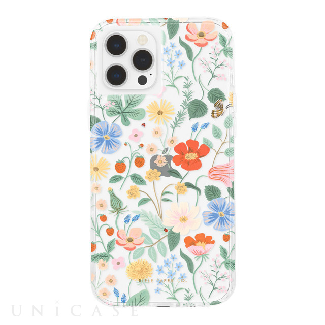 【iPhone12 Pro Max ケース】RIFLE PAPER CO. 抗菌・耐衝撃ケース (Clear Strawberry Fields)