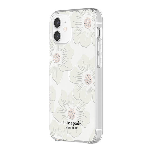 【iPhone12 mini ケース】Protective Hardshell Case (Hollyhock Floral Clear/Cream with Stones)サブ画像