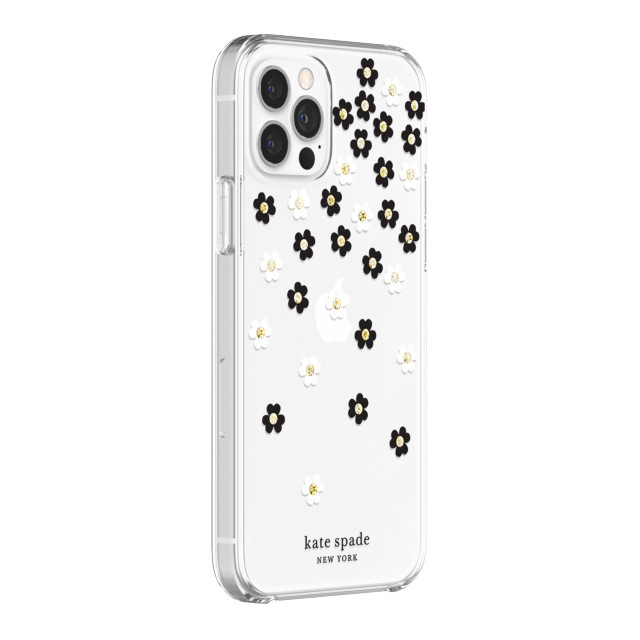 【iPhone12/12 Pro ケース】Protective Hardshell Case (Scattered Flowers Black/White/Gold Gems/Clear/White Bumper)サブ画像