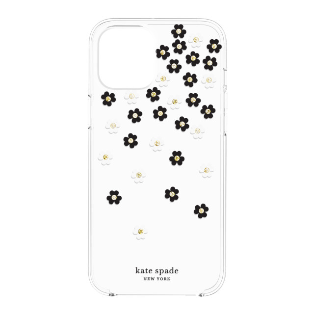 【iPhone12 Pro Max ケース】Protective Hardshell Case (Scattered Flowers Black/White/Gold Gems/Clear/White Bumper)サブ画像