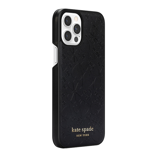 【iPhone12 Pro Max ケース】Wrap Case (Black Crumbs/Clover Hearts Printed Pattern/Gold Sticker Logo)サブ画像
