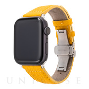 【Apple Watch バンド 41/40/38mm】German Shrunken-calf Watchband (Yellow) for Apple Watch SE(第2/1世代)/Series9/8/7/6/5/4/3/2/1