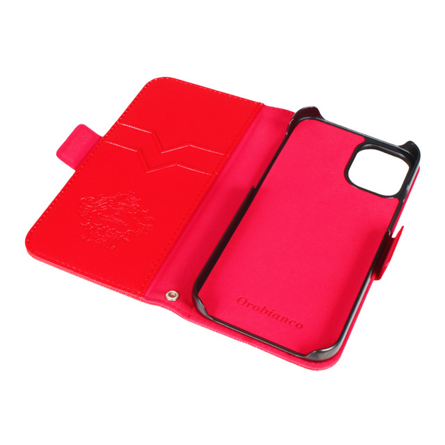 【iPhone12 mini ケース】“サフィアーノ調” PU Leather Book Type Case (レッド)サブ画像