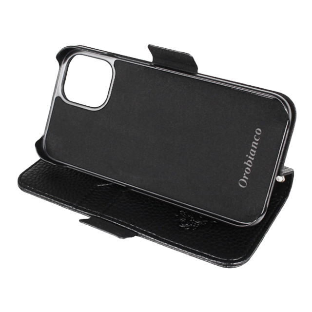 【iPhone12 mini ケース】“シュリンク” PU Leather Book Type Case (ブラック)サブ画像