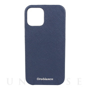 【iPhone12/12 Pro ケース】“サフィアーノ調” PU Leather Back Case (ブルー)