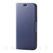 【iPhone12/12 Pro ケース】レザーケース UltraSlim 磁石付き 手帳型 (ネイビー)