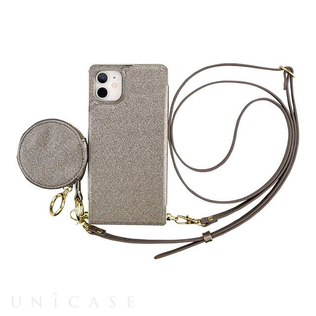【アウトレット】【iPhone11/XR ケース】Cross Body Case Glitter Series for iPhone11 (charcoal silver)