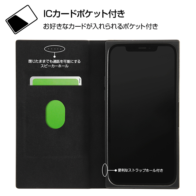 【iPhone12/12 Pro ケース】ディズニーキャラクター/耐衝撃 手帳型レザーケース サイドマグネット (ミニーマウス)サブ画像