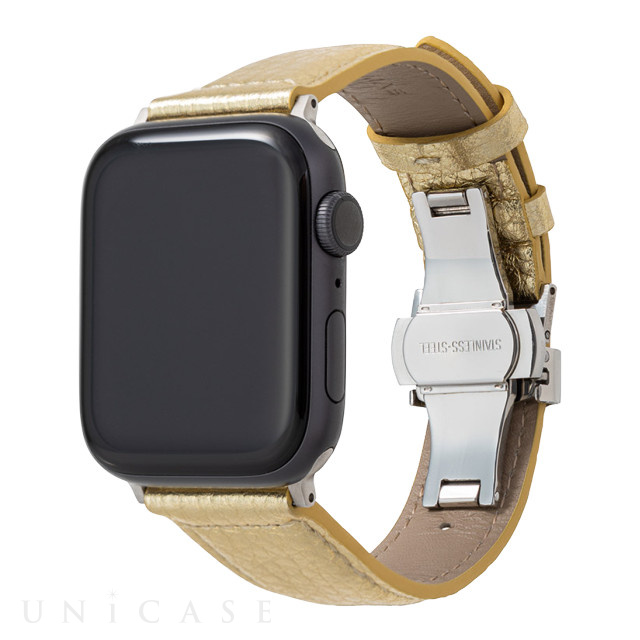 【Apple Watch バンド 49/45/44/42mm】PikaPika Leather Watchband (Gold) for Apple Watch Ultra2/SE(第2/1世代)/Series9/8/7/6/5/4/3/2/1