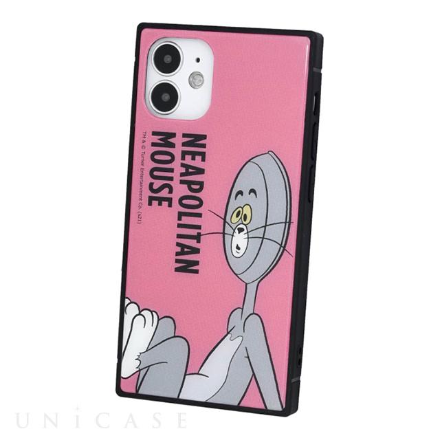 【iPhone12 mini ケース】トムアンドジェリー【FUNNY ART series】スクエアガラスケース (ピンク)