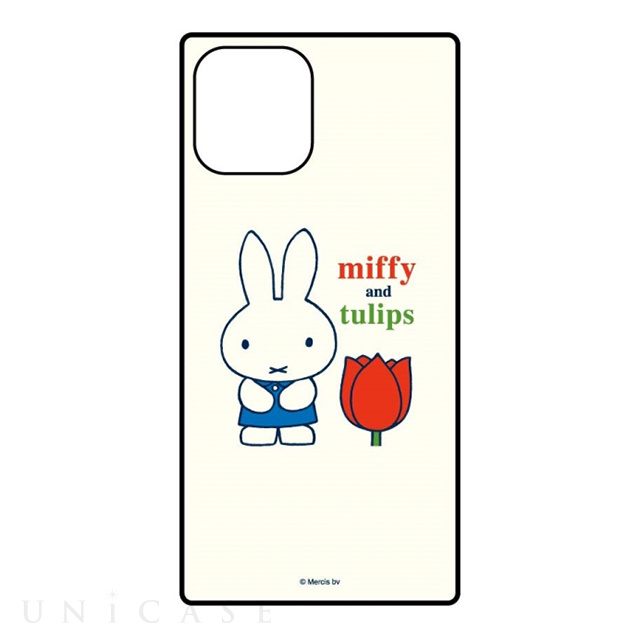 【iPhone12/12 Pro ケース】ミッフィー miffy and tulips スクエアガラスケース (ホワイト)