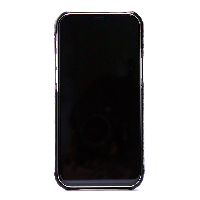 【iPhone12 mini ケース】イタリアンレザー クロコバックカバーケース (ネイビー)サブ画像