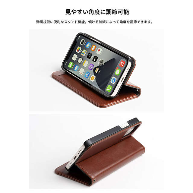 【iPhone12 mini ケース】スタンド機能付きダイアリーケース (グレー)サブ画像